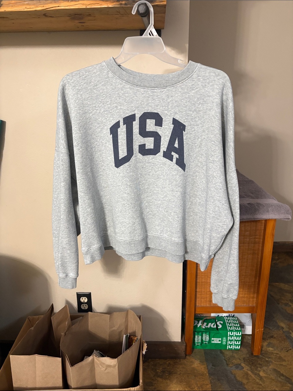 Heather Gray USA Graphic Crewneck Sweatshirt